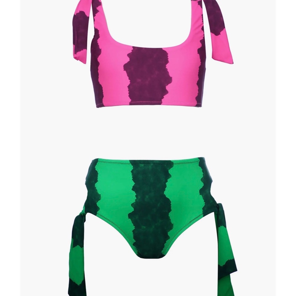 Girls Two-Piece Bikini in Green and Pink